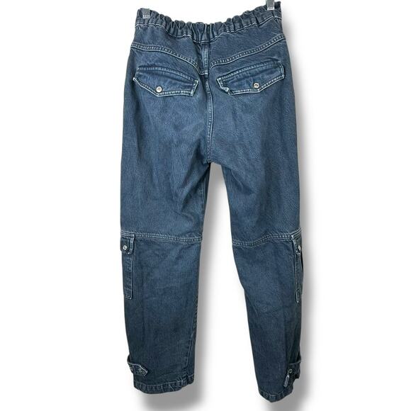 Free People We The Free Black Wash Marx Cargo Baggy Laid Back Pants Jeans - Picture 11 of 13